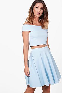 Boohoo Tasmin Off Shoulder Crop & Skirt Co-ord