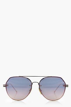 Boohoo Keira Flat Lense Aviator Fashion Glasses