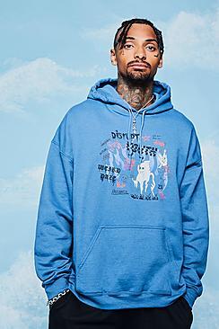 Boohoo Oversized Disrupt Youth Print Hoodie