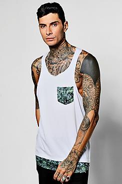 Boohoo Skater Length Vest With Printed Pocket