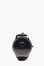 Boohoo Man Monochrome Watch With Blue Details
