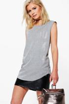Boohoo Marie French Print T-shirt Grey