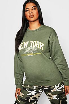 Boohoo Plus New York Slogan Sweat