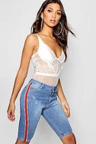 Boohoo Meena High Waist Sports Stripe Bermuda Shorts