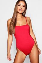Boohoo Petite Savannah Square Neck High Leg Swimsuit