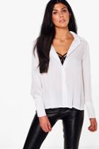 Boohoo Isla Detached Cuff Cotton Shirt White