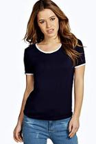 Boohoo Petite Gemma T Shirt With Binding