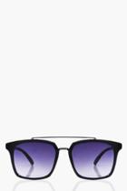 Boohoo Ebony Oversized Brow Bar Black Sunglasses Black