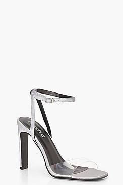 Boohoo Reflective 2 Part Flat Block Heels