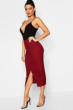 Boohoo Ribbed Midaxi Skirt