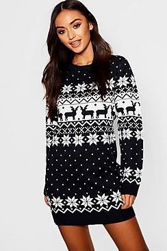 Boohoo Petite Fairisle Christmas Jumper Dress