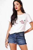 Boohoo Anna Do Nothing Club Embroidered Tee