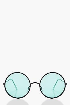 Boohoo Tegan Pastel Lens Round Sunglasses