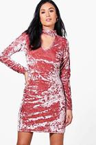 Boohoo Niamh Crushed Velvet Choker Dress
