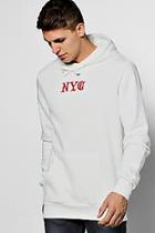 Boohoo Oversized Nyc Print Over The Head Hoodie