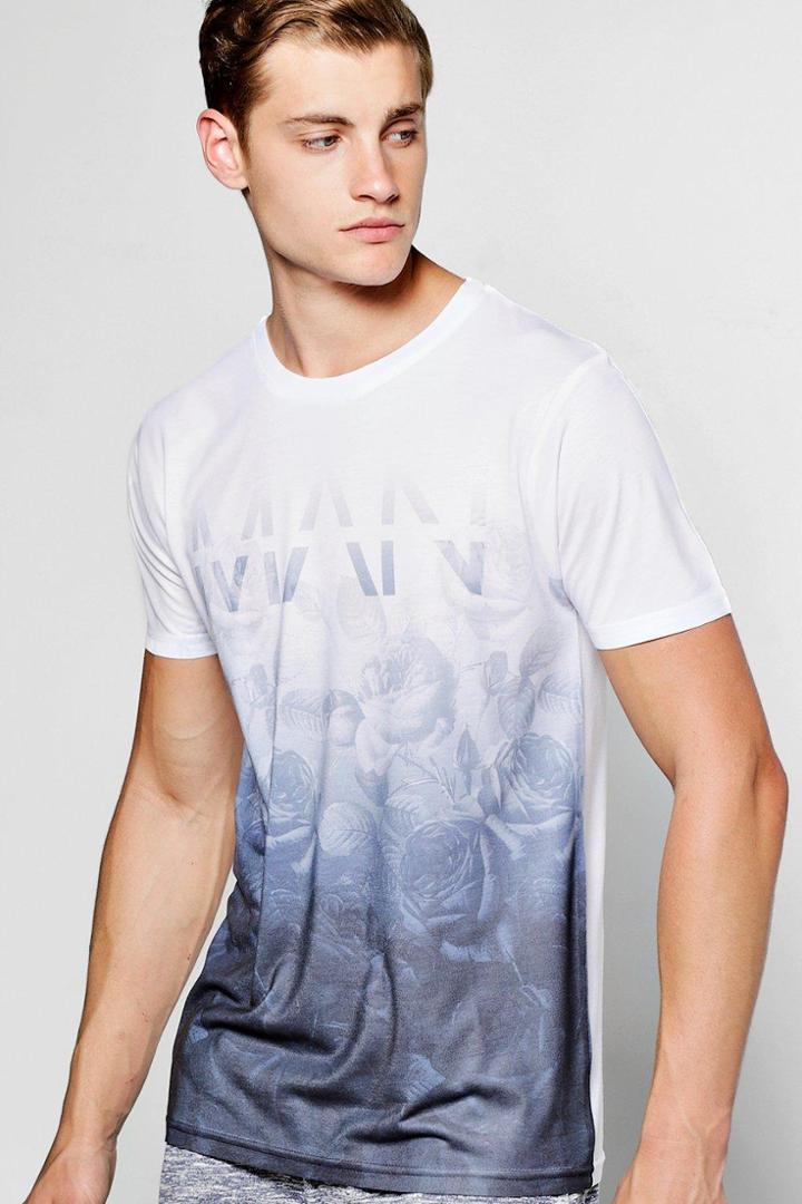 Boohoo Man Faded Rose T Shirt White