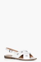 Boohoo Lola Diamante Cross Strap Sandal White