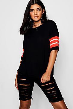 Boohoo Sally Sport Tape Oversized Tee