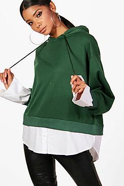 Boohoo Mariah Shirt Insert Overhead Hoody