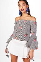 Boohoo Off The Shoulder Embroidered Top