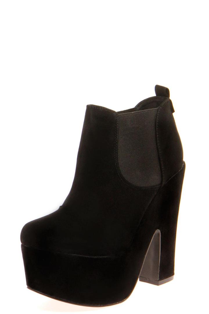 Boohoo Zona Suedette Elastic Insert Chunky Shoe Boots - Black