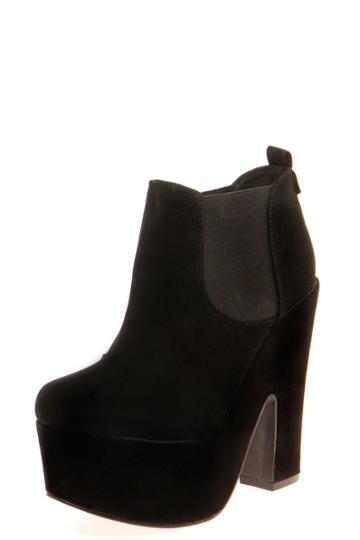 Boohoo Zona Suedette Elastic Insert Chunky Shoe Boots - Black