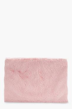 Boohoo Ellie Fur Ziptop Clutch