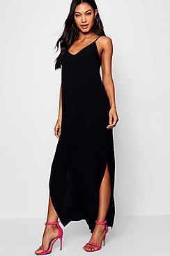 Boohoo Ellie Plunge Floor Sweeping Maxi Dress