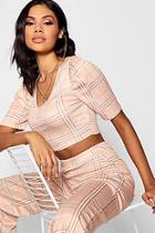 Boohoo Volume Sleeve Checked Top + Trouser Co-ord