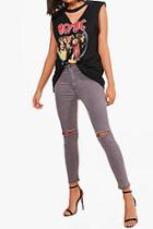 Boohoo Laura High Rise Knee Rip Skinny Jeans