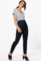 Boohoo Lucy Premium Belted Trouser Navy