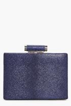 Boohoo Betsy Shimmer Box Clutch Bag Navy