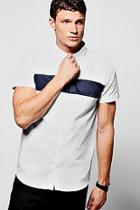 Boohoo Colour Block Chest Panel Short Sleeve Shirt
