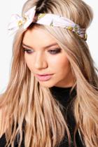 Boohoo Georgina Pale Pink Print Bow Headband Pink