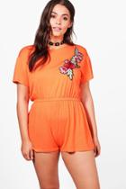 Boohoo Plus Matailda Embroidered Playsuit Orange