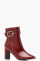 Boohoo Patent Buckle Detail Ankle Boots