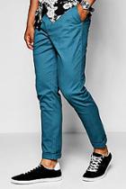 Boohoo Teal Tapered Fit Chino With Stretch