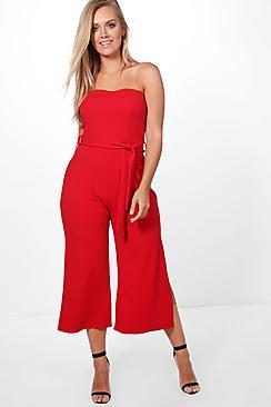 Boohoo Plus Alice Bandeau Tie Waist Jumpsuit