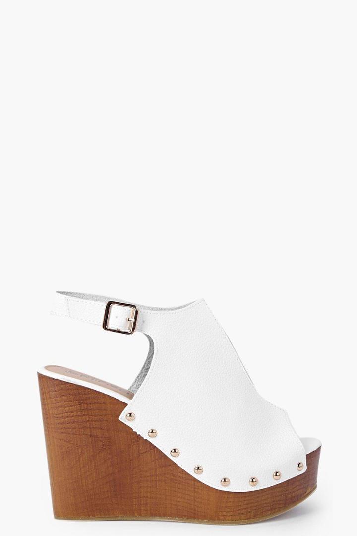 Boohoo Caroline Mule Slingback Wedge White