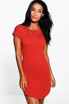 Boohoo Taylor Basic Curved Hem T-shirt Dress