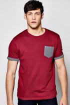 Boohoo Geo Print Pocket T Shirt Burgundy