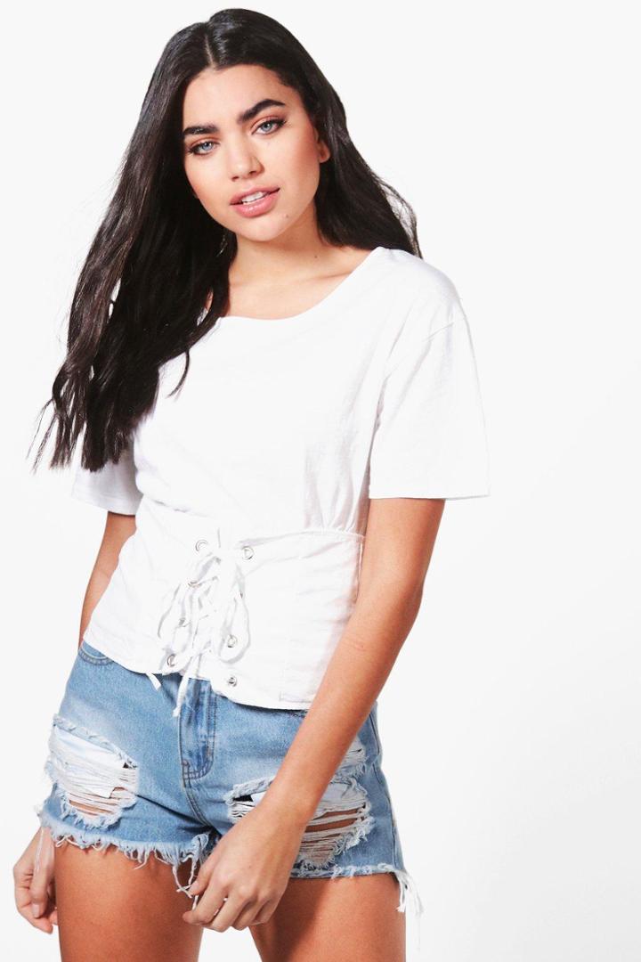 Boohoo Leah Corset Detail Top White