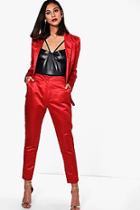 Boohoo Monica Metallic Suit Tapered Trouser