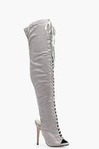 Boohoo Darcy Lace Up Peeptoe Over The Knee Boot