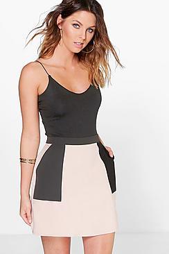 Boohoo Flora Contrast Pocket Woven Mini Skirt
