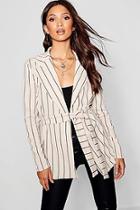 Boohoo Belted Stripe Kimono Jacket