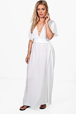 Boohoo Plus Tiffany Plunge Beach Maxi Dress