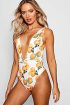 Boohoo Madeira Plunge Clementine Swimsuit