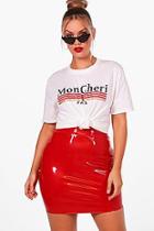 Boohoo Plus Priya Mon Cheri Stripe Slogan Tee