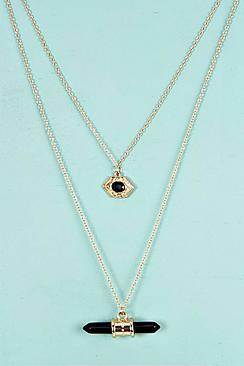 Boohoo Darcy Layered Crystal Pendant Necklace